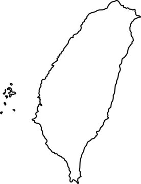 Black outline map of taiwan island isolated on white