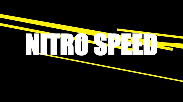Nitro speed dynamic typography motion with racing yellow lines and bold animation 4k white text motion typography