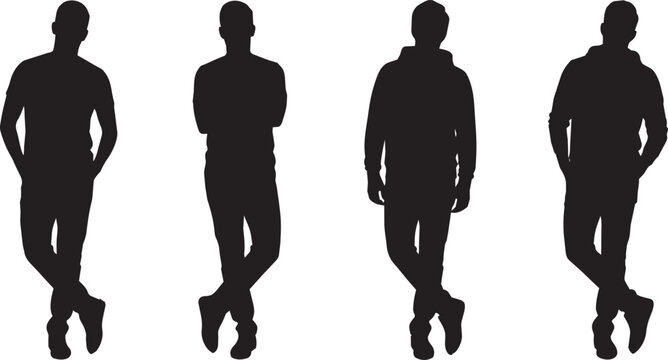 Four Men Leaning Casually with Crossed Ankles Silhouette Photo

Silhouette photograph of four men in casual clothing, including a hoodie, leaning with crossed ankles in a relaxed pose. Set against a 