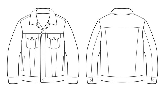 Classic trucker denim jacket flat fashion vector