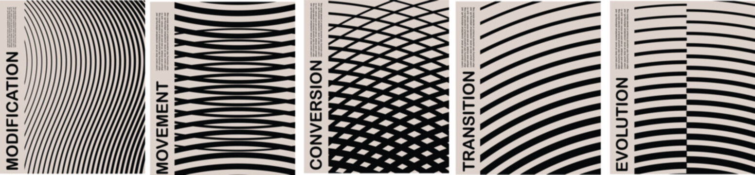 Abstract moire pattern background. Optical illusion with black and white wavy lines.