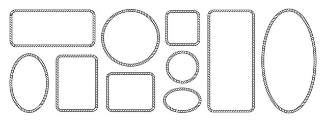 Rope outlined geometric shapes and circles black line illustration rope © MOHAMMAD