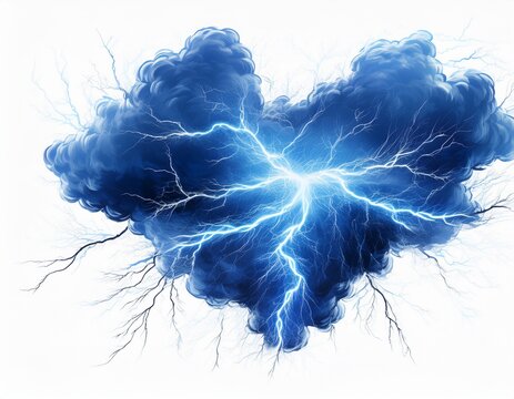 electric blue lightning bolt overlay isolated on white background cutout png