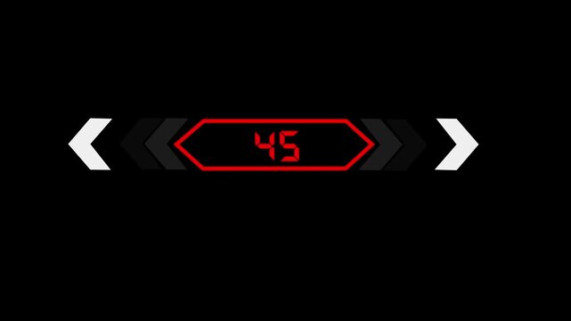 Text 45 icon with two beside arrow and dark background 4k motion video animation.