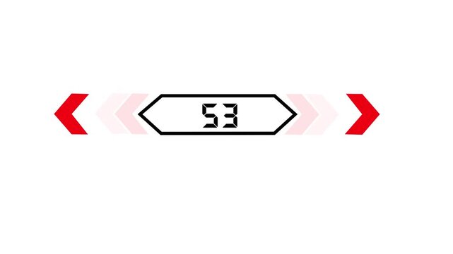 Text 53 icon with two beside arrow and dark background 4k motion video animation.