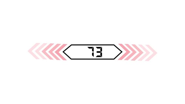 Text 73 icon with two beside arrow and dark background 4k motion video animation.