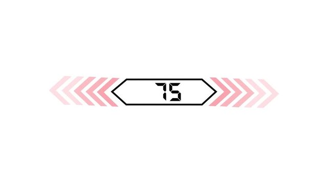 Text 75 icon with two beside arrow and dark background 4k motion video animation.