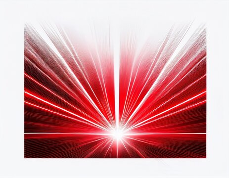bright red laser beam with flares isolate on white background
