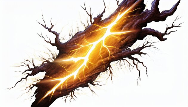 lightning bolt striking downward isolate on white background illuminated cutout png