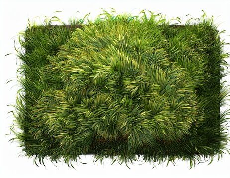 top view green grass patch with dense texture isolate on white background cutout png
