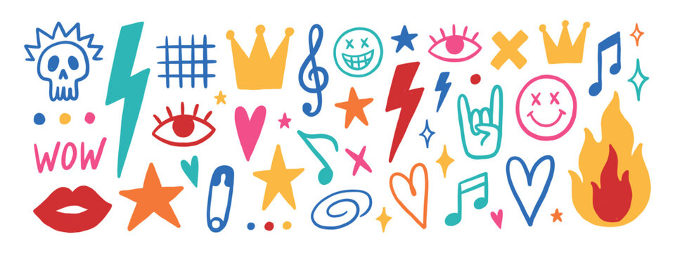 Collection Of Hand drawn Pictograms And Symbols Vector Illustration symbols