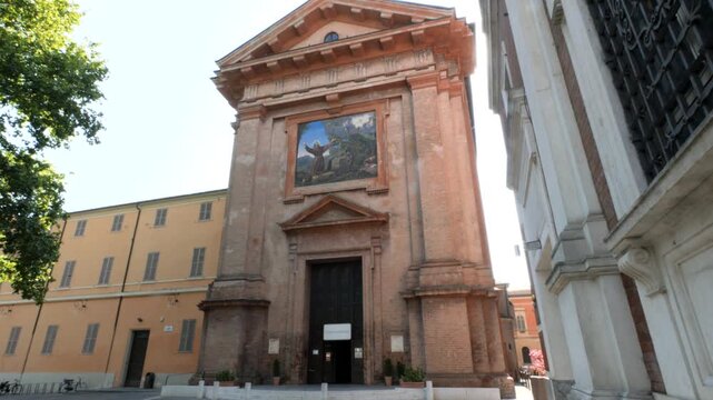 Reggio Emilia, Italy, 2026,9th july, main facade of Saint Francesco church