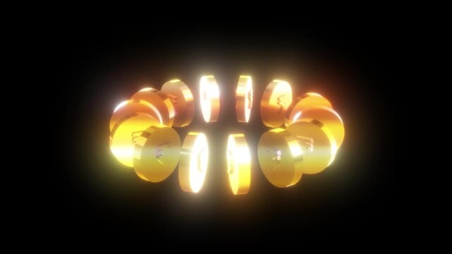 Rupee India Currency Golden Glow Effect Seamless Loop Animation 4K Video
