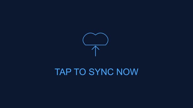 Tap to sync now cloud upload interface animation for digital data backup and mobile app user experience 4k