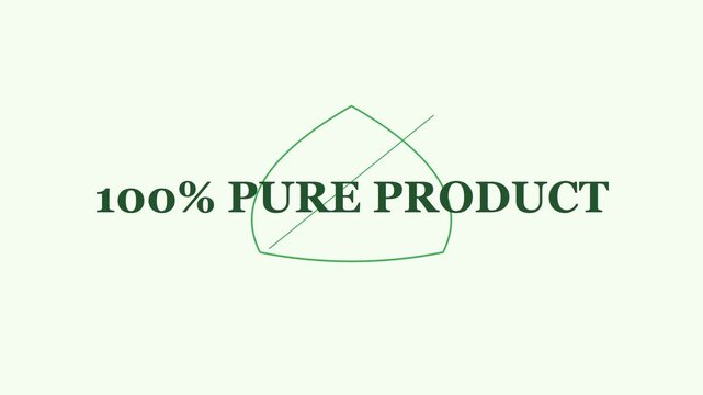 100% pure product minimalist motion with animated leaf for organic branding and eco-friendly marketing animation 4k