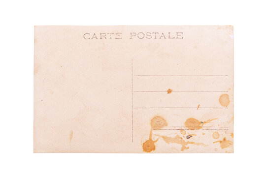 Blank backside of old postcard isolated on white, including clipping path