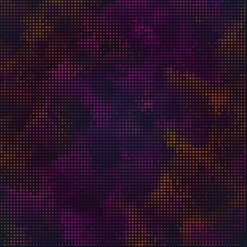 Abstract dark halftone grid pattern with vibrant purple and orange neon dots creating a digital futuristic texture background