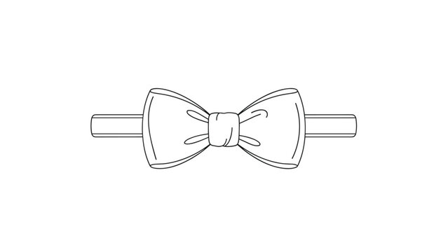 Simple line drawing of a formal mens bow tie with an adjustable neck strap represents classic fashion and elegance.