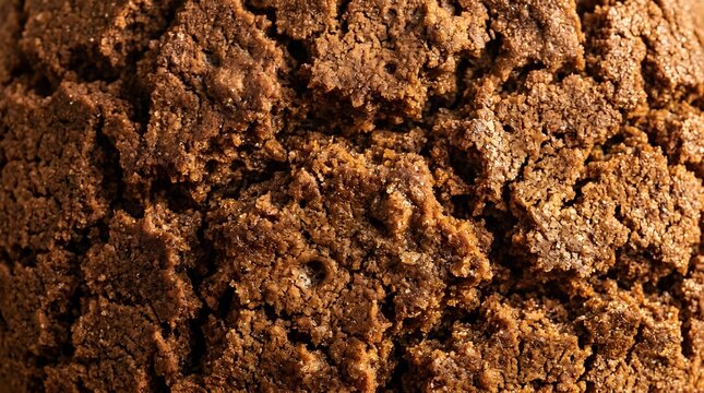 Macro detail of a textured chocolate cookie surface for food backgrounds
