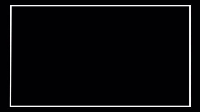 Flat outline rectangular shape animation on transparent background. Rectangle line drawing style motion graphic, border frame animation. Abstract rectangle line animation in 4K with Alpha Channel.