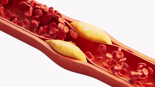 Fat Deposits Inside Blood Vessel Causing Artery Blockage 3D Medical Animation