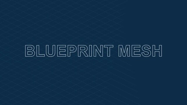 Blueprint mesh digital interface animation 4k background, with animated isometric, grid lines and, technical typography