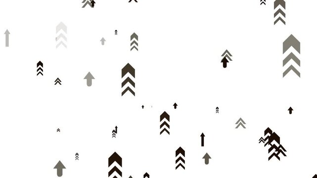 Modern monochrome arrow shapes background animation, dynamic digital pointers transition layout, elegant minimal loop graphic design asset for presentation creators with white background. 4k video