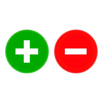 Green plus and red minus icon set