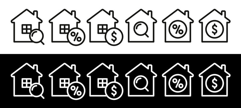 real estate house icons set   buy investment mortgage loan search vector illustration