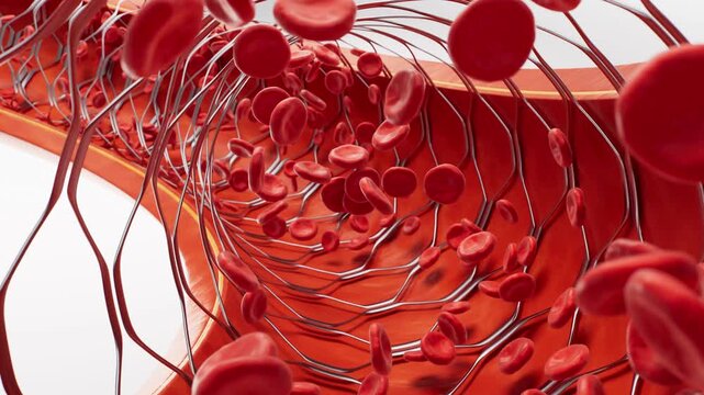 Coronary Stent Inside Blocked Artery Restoring Blood Flow 3D Medical Animation