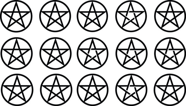 Pentagram Symbols in Circles.