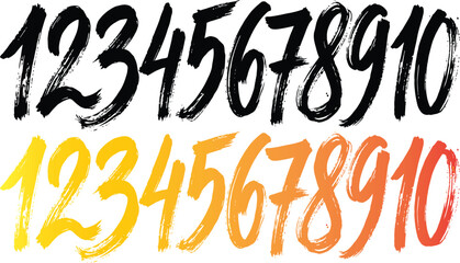 Naklejka premium Brushstroke number set bold colorful digits one through ten for graphic design projects