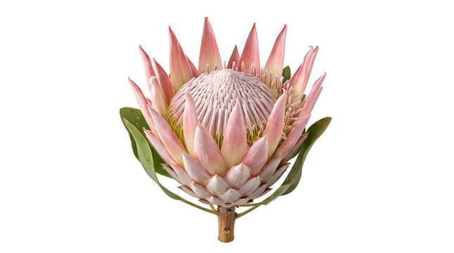 Pink king protea flower isolated on white background