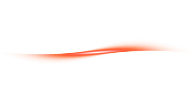 Smooth glowing red light wave effect with soft motion blur energy trail created as a dynamic abstract on transparent background