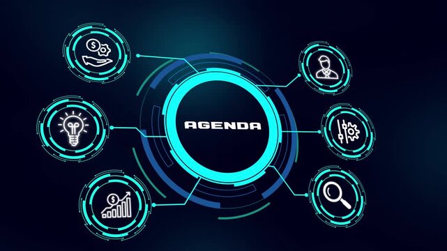 Business Agenda Concept. Meeting Planning, Strategic Discussion, Corporate Schedule, Project Organization and Technology Concept.