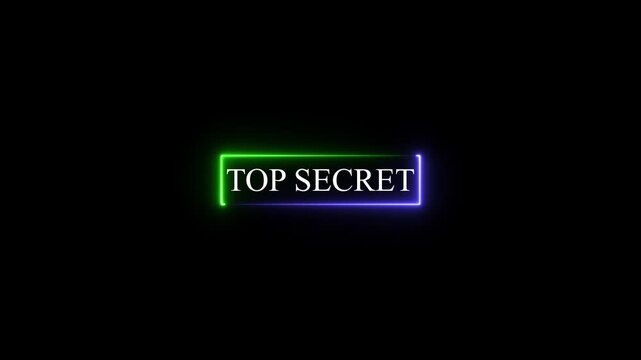 Glowing neon rectangle Top secret grunge stamp symbol 3d editable text effect.4k&nbsp; video