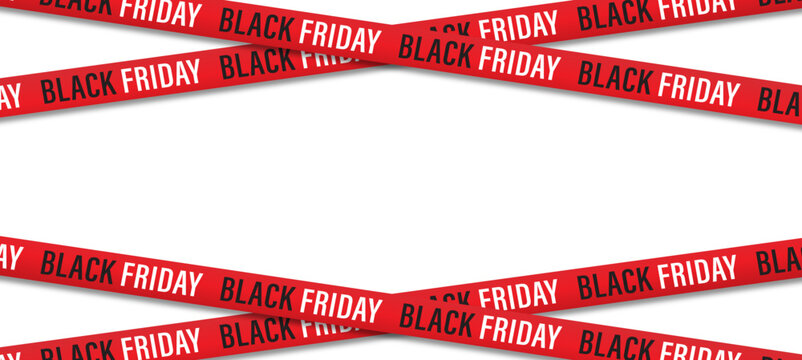Black friday sale banner with bold red diagonal stripes and white text