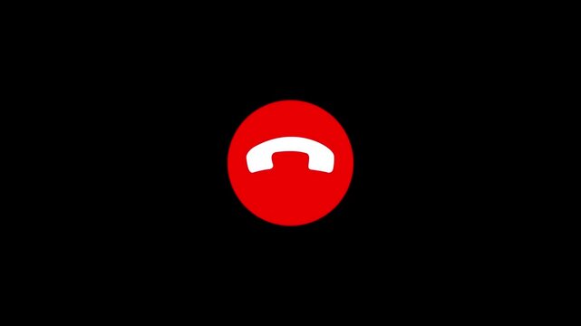 Digital Call Decline Button Icon with Telephone Receiver Symbol, Professional Mobile Communication Interface on black Background
