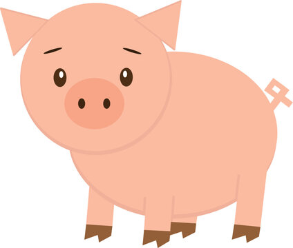 Porco Geometrico formas basicas com sombra vetorial - Geometric pig basic shapes with vector shading