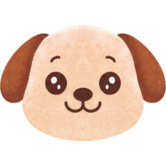 puppy, dog, cute cartoon dog face illustration, adorable brown puppy character design with floppy ears.