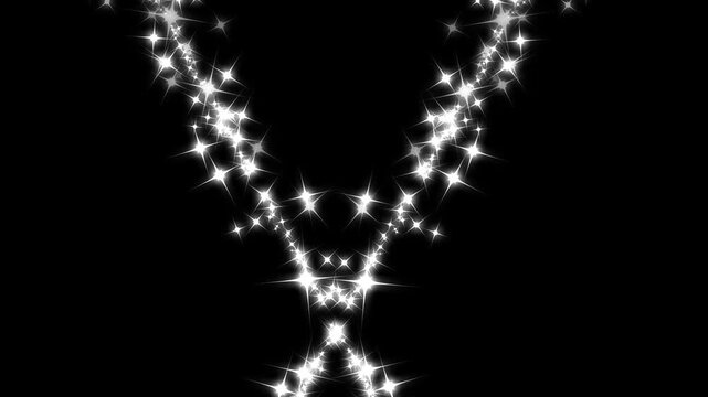Elegant white sparkles glittering overlay pattern footage, seamless loop of magical stars particles, beautiful light rays leak motion background template set on clean green  background. 4k video