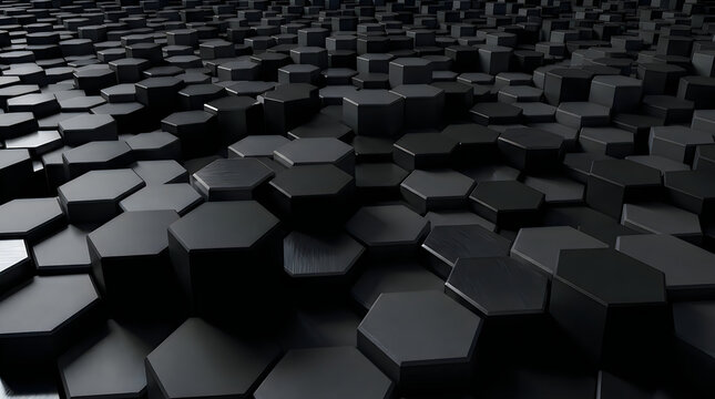 Abstract dark background with 3d geometric hexagon shapes