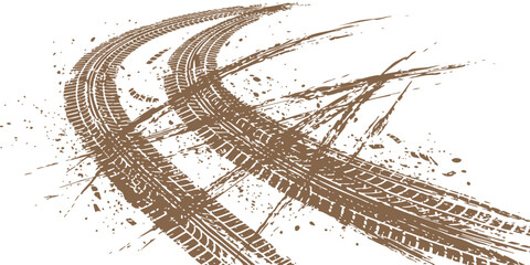 Obraz premium Black and white illustration of train tracks showing a junction with some decorative brown and green squares