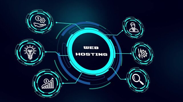 Web Hosting Dashboard Animation for Cloud Server, Website Infrastructure, Domain Management and Digital Technology