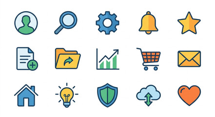 Fototapeta premium Collection of modern flat design icons for web and mobile applications.