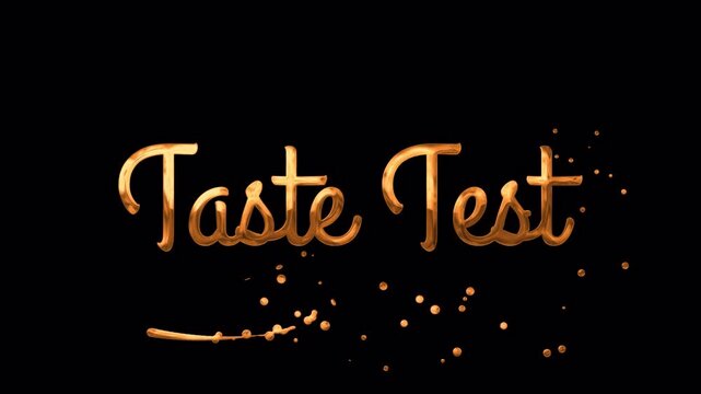 Taste Test Orange Handwriting Animation with floating animated particles rendered in 4K resolution transparent background