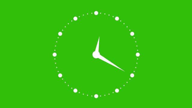 Analogue clock effect video 4k minut clock, clock icon animation watch stopwatch timer circle wall clock clock dial fast minute hours icon seamless effect footage on green screen