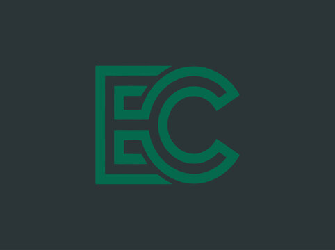 Minimalist Green EC Monogram Design