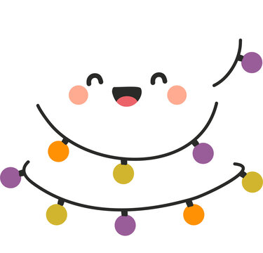Cute Halloween Ghost Wrapped in Colorful String Lights