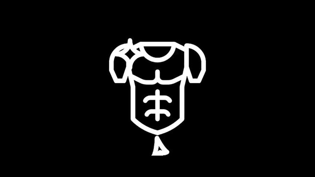 Stylized icon of a muscular male torso with defined abs and shoulders on black background